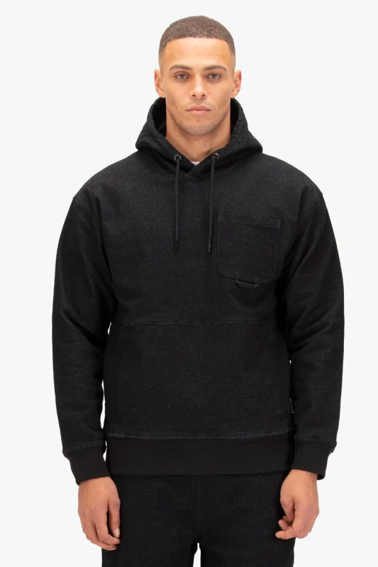 Image of Luke 1977 Luke 1977 Men Miter Carpenter Overhead Hoodie in Black Size: Medium Black M Male 5063494099429