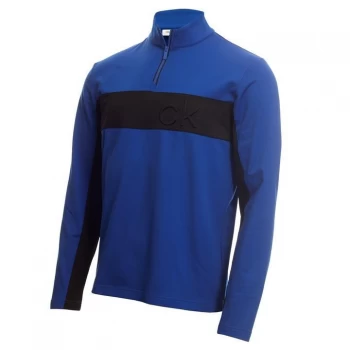 Image of Calvin Klein Golf Logo Zip Top - Blue/Black