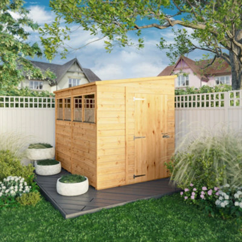 Image of Mercia 8 x 6 Woodsman Shiplap Pent Shed, Brown SI-100-001-0010