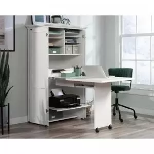 Image of Teknik Office Hideaway Cotswold Office Craft Station in Soft White
