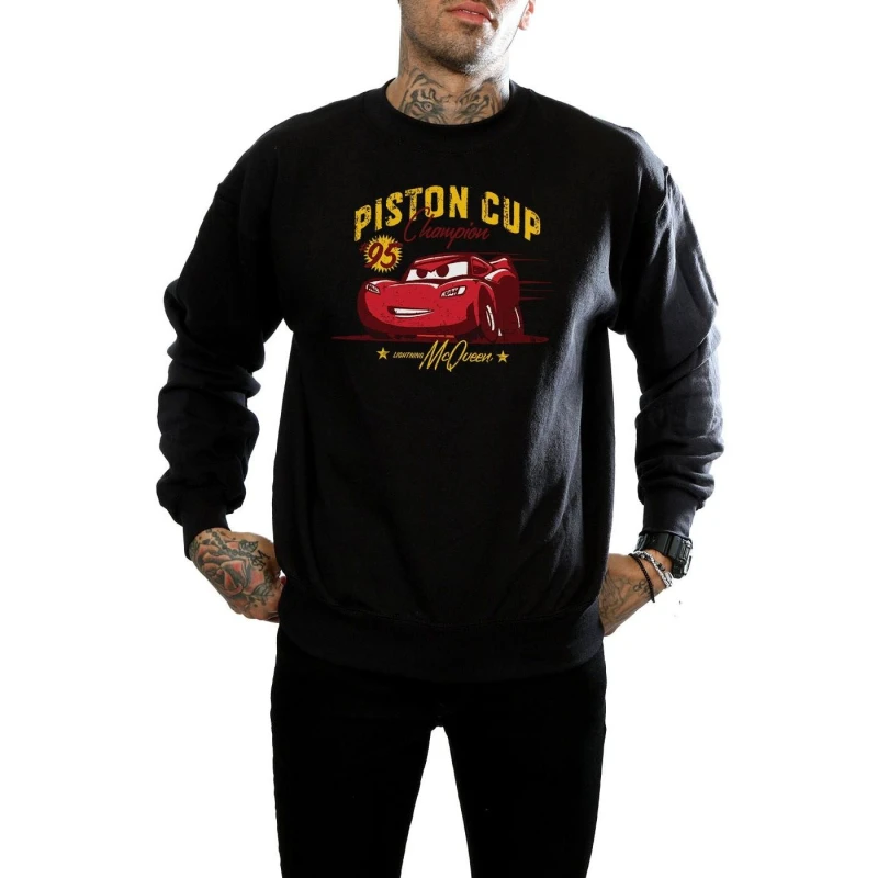 Image of Disney Men Cars Piston Cup Champion Sweatshirt in Black Size: Small Black S Male 5057245929561
