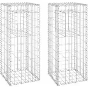 Image of Gabion Basket Posts 2 pcs 40x40x100cm Iron Vidaxl Silver