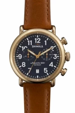 Image of Shinola Runwell 2 Eye Chrono 41mm Sunflower Leather Strap Chronograph Watch S0110000175