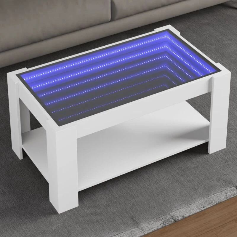 Image of vidaXL Coffee Table with LED White 93x53x45cm Engineered Wood, White 847553