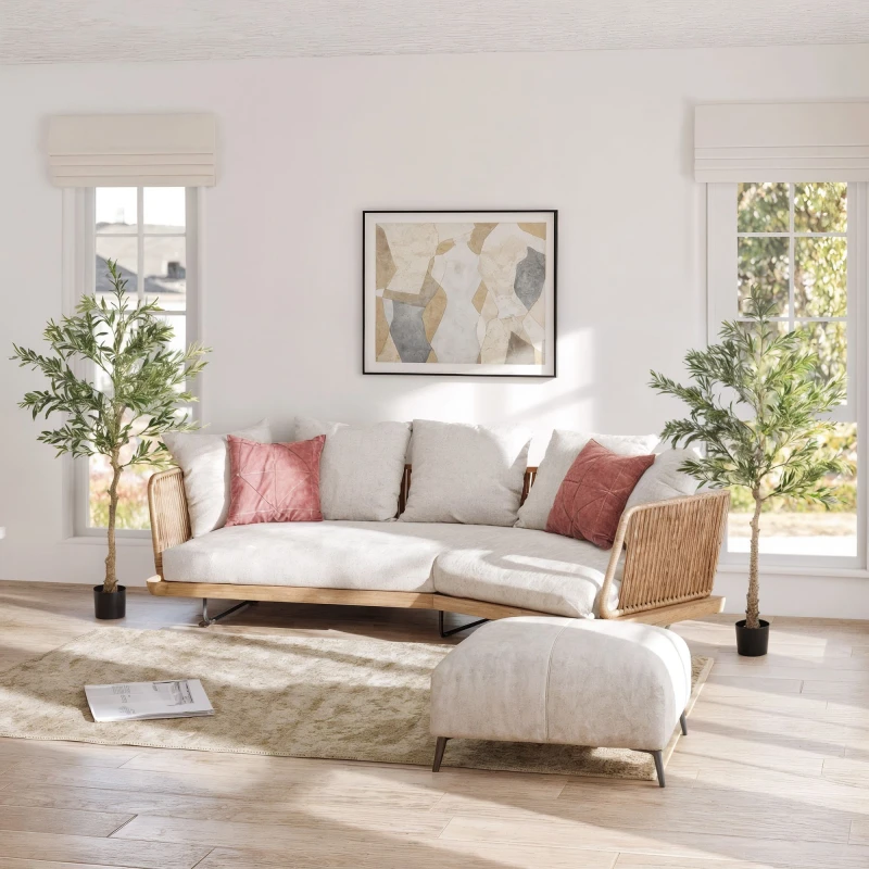 Image of HOMCOM HOMCOM 2 Pack Indoor Artificial Plants, Faux Potted Silk Olive Trees, 150cm in Green Green One Size Unisex 5063603328860