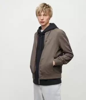 Image of AllSaints Mens Bassett Bomber Jacket, Putty Brown, Size: M