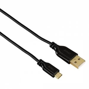 Image of Hama Flexi-Slim Micro USB Cable Gold-plated Twist-Proof Black 0.75 m