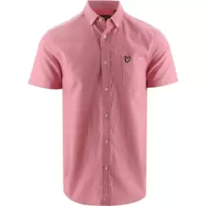 Image of Lyle and Scott Electric Pink Short Sleeve Lightweight Oxford Shirt