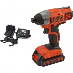 Image of Black and Decker BDCIM18 18v Cordless Impact Driver 1 x 1.5ah Li-ion Charger No Case