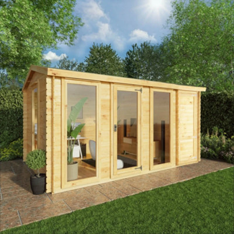 Image of Mercia 5m x 3m Log Cabin with Side Shed (19mm)