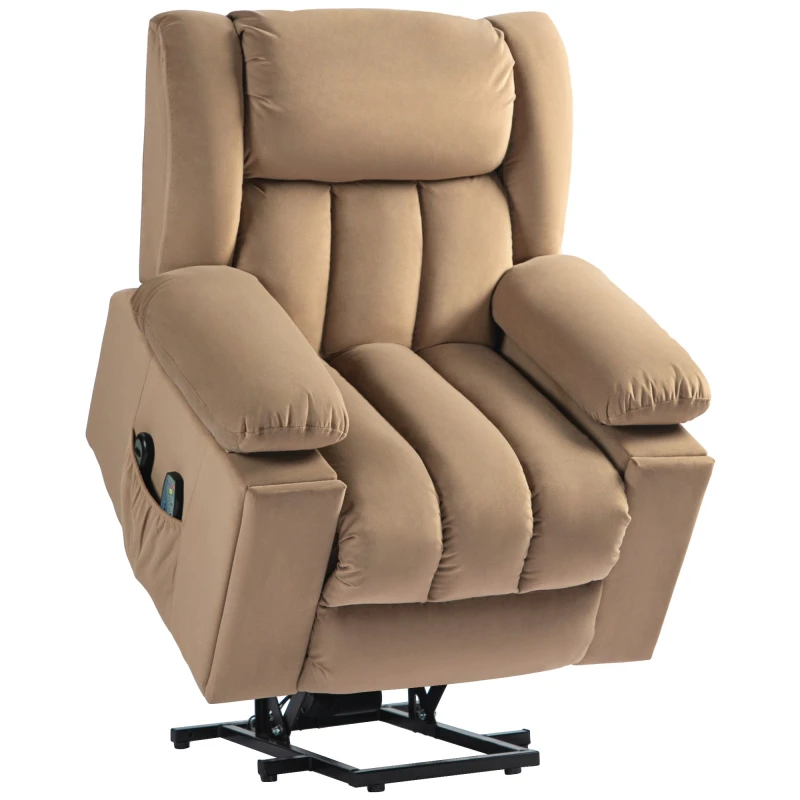 Image of HOMCOM Power Lift Recliner Chair w/ Vibration Massage, USB, Light Brown, Brown 713-176V70LR