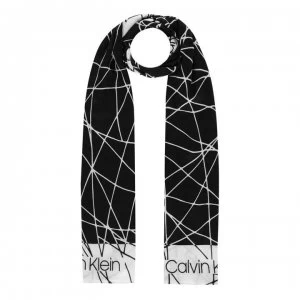Image of Calvin Klein Scribble Scarf - Black/White 0GV