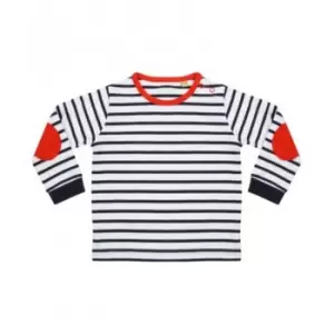 Image of Larkwood Baby Boys Striped Long Sleeve T-Shirt (6-12 Months) (Navy/White)