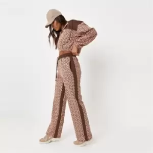Image of Missguided Leg Trouser Monogram Mg - Brown