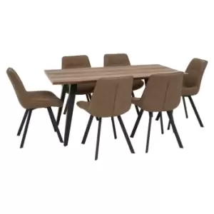 Image of Olivia's 7 Piece Westbury Rectangle Dining Set in Brown