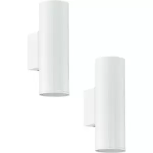 Image of 2 PACK IP44 Outdoor Wall Light White Up & Down Light 2x 3W GU10 Porch Lamp