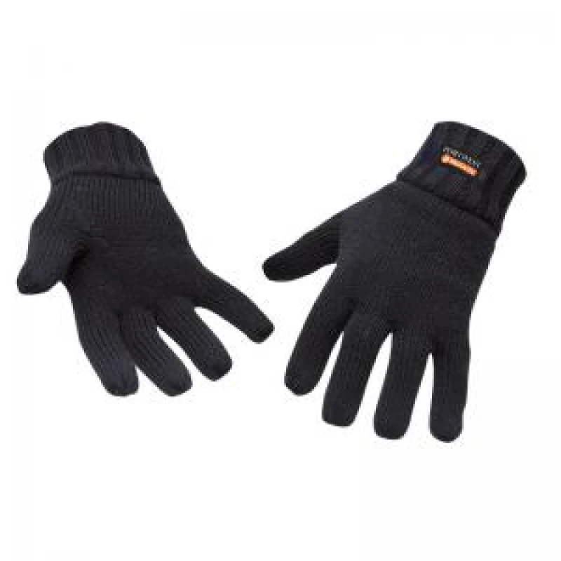 Image of Portwest Insulatex Lined Knit Gloves GL13BKR Colour: Black