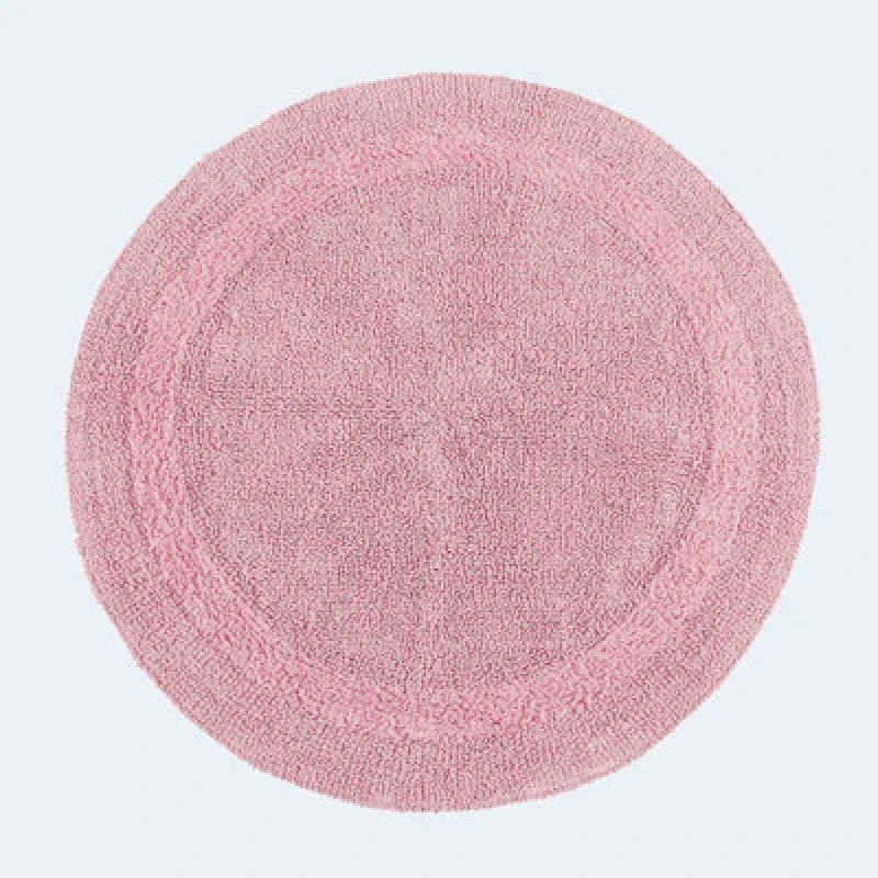 Image of Homescapes Luxury Reversible Round Bath Mat - Blush Pink