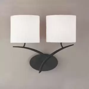 Image of Eve wall light with 2-light switch E27, anthracite with oval white