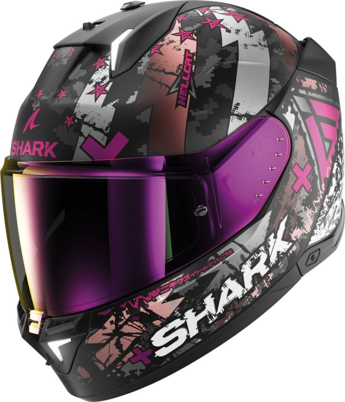 Image of Shark SKWAL i3 Hellcat Mat Black Chrom Purple KUV Full Face Helmet Size S