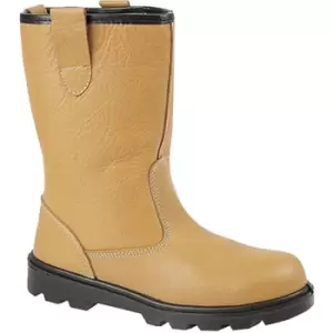 Image of Grafters Mens Leather Safety Rigger Treaded Sole Toe Cap Boots (7 UK) (Tan) - Tan