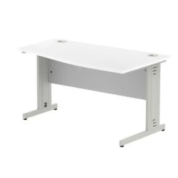 Image of Impulse 1400600 Right Hand Silver Cable Managed Leg Wave Desk White DYNMI003037