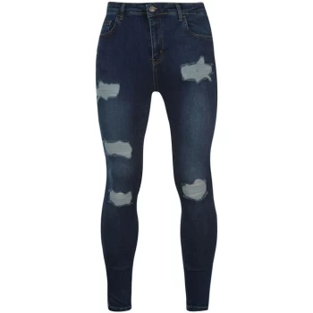 Image of Nimes X Distress Skinny Jeans Mens - Blue