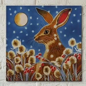 Image of Tile 8x8 Autumn Frost Hare By J.Yates Wall Art