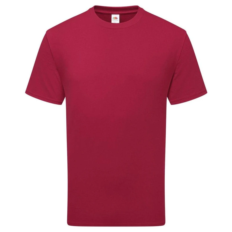 Image of Fruit of the Loom Mens Pure Cotton T-Shirt in Dark Pink Size: Small Dark Pink Male S