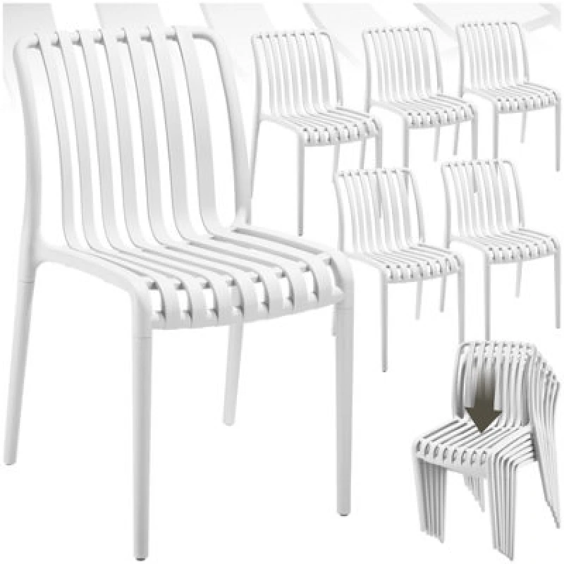 Image of Tectake Garden Chairs Alcudia - Durable, Stackable And Weather-Resistant - Cream - Set Of 6