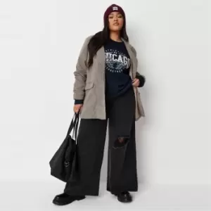 Image of Missguided Single Bust Knee Baggy Bf Jean - Black