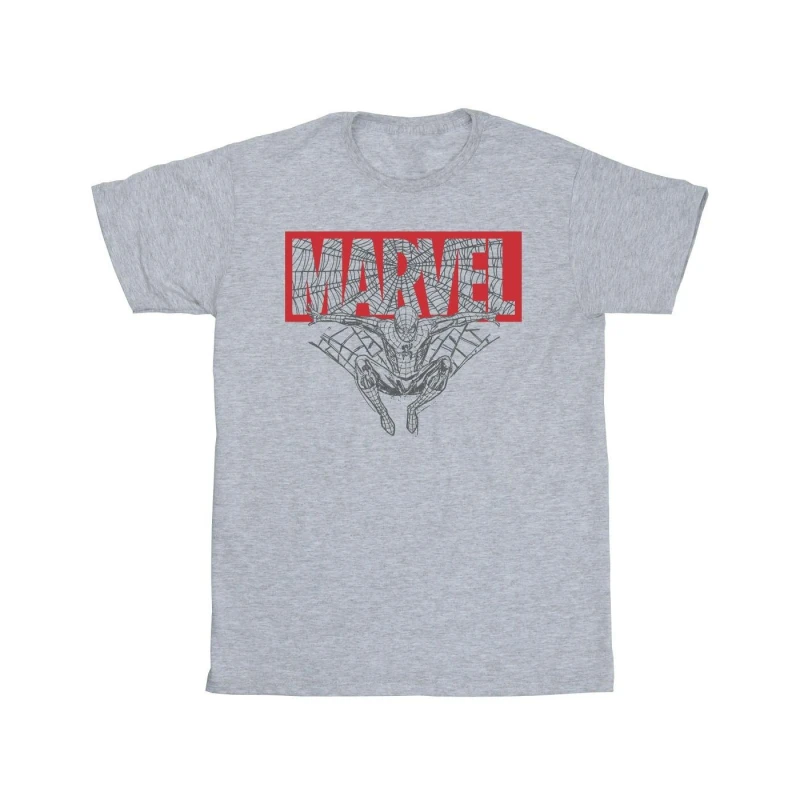 Image of Marvel Marvel Men Spider Man Logo Red T-Shirt in Grey Size: Small Grey S Male 5059934692473