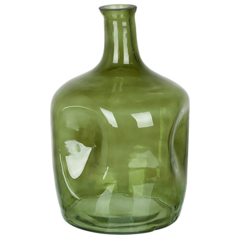 Image of Beliani Flower Vase Kerala Glass 30 Cm Olive Green