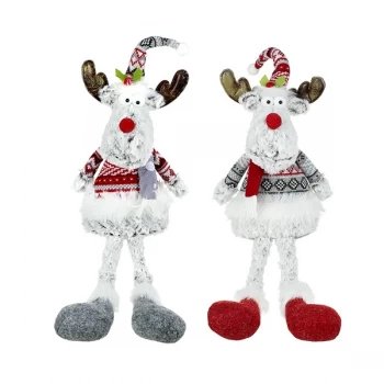 Image of Sitting Red And Grey Reindeers (Set of 2)