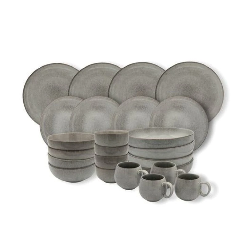 Image of Cooks Professional 24pc Nordic Stoneware Dinnerware Set 4 Person Plate Bowl & Mug Setting in Grey Size: 24 Pack Grey Unisex 24 Pack