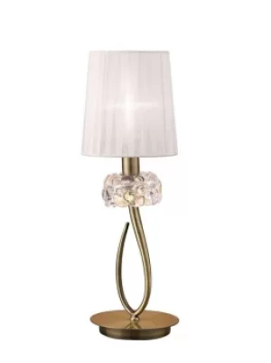 Image of Loewe Table Lamp 1 Light E14 Small, Antique Brass with White Shade