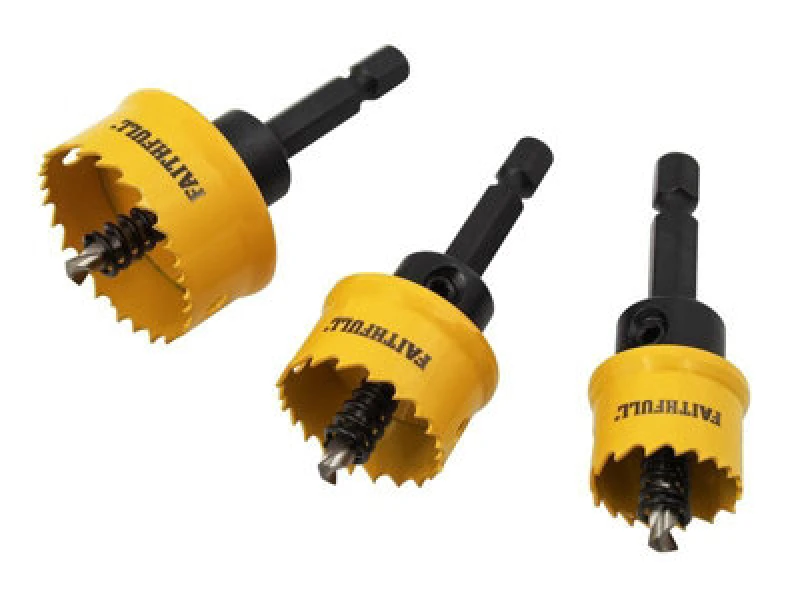 Image of Faithfull 3 Piece Mini Hex Shank Hole Saw Set