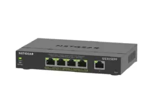 Image of Netgear GS305EPP PoE Switch - 5 Port - Unmanaged Plus Network Switch - x4 Ports POE