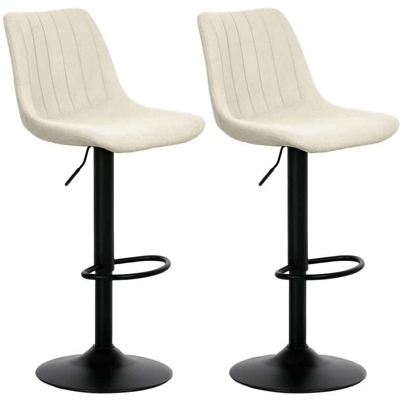Image of HOMCOM Bar Stools Set of 2 Adjustable Swivel Bar Chairs with Backrest Beige