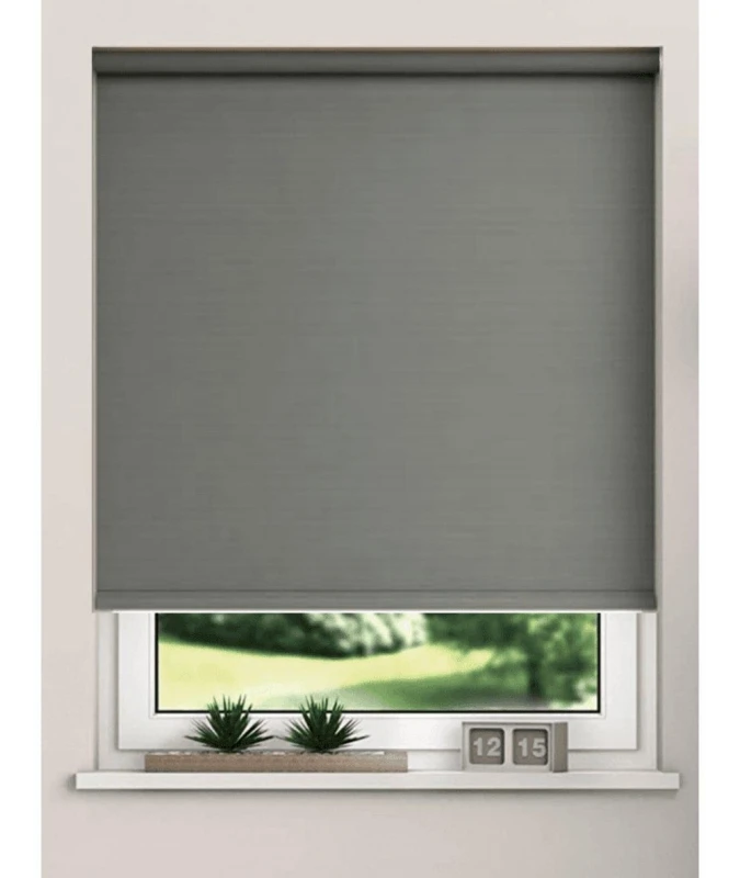 Image of New Edge Blinds Thermal Blackout Roller Blinds 175cm Drop x Width 170cm Slate Grey in Charcoal Size: 180cm width x 175cm drop Charcoal Unisex 180