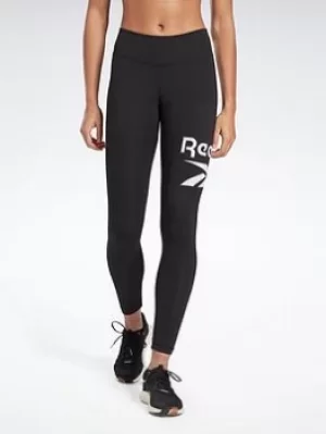 Image of Reebok Identity Logo Leggings, Grey/White, Size L, Women