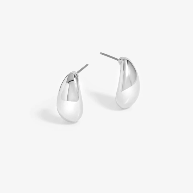 Image of Inicio Silver Plated Polished Teardrop Earrings - Gift Pouch Silver