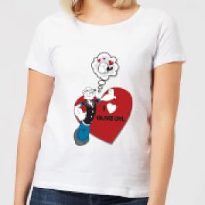 Image of Popeye I Love Olive Oyl Womens T-Shirt - White - S