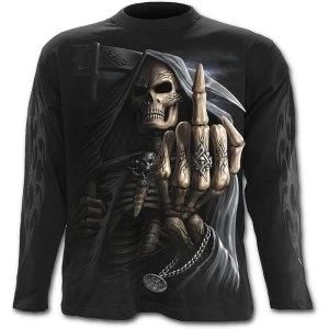 Image of Bone Finger Mens Medium Long Sleeve T-Shirt - Black