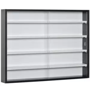 Image of HOMCOM 5 Tier Wall Display Shelf Unit Cabinet With Shelves Glass Doors Black White