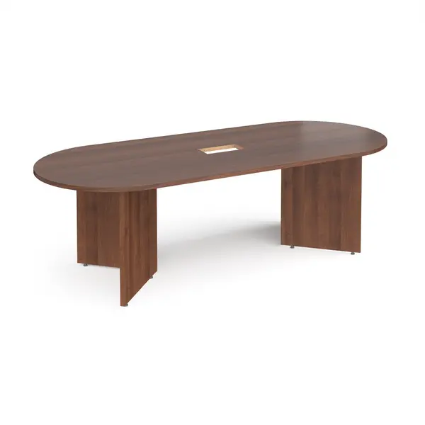 Image of Arrowhead D - End Office Boardroom Table with Power Module Cut Out - Walnut