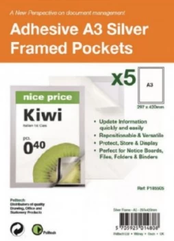 Image of S/Adhesive A3 Silver Display Frames w/ Magnetic Closure Pk5