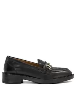 Image of Dune London Dune Grid Leather Monogram Snaffle Trim Loafers - Black, Size 4, Women