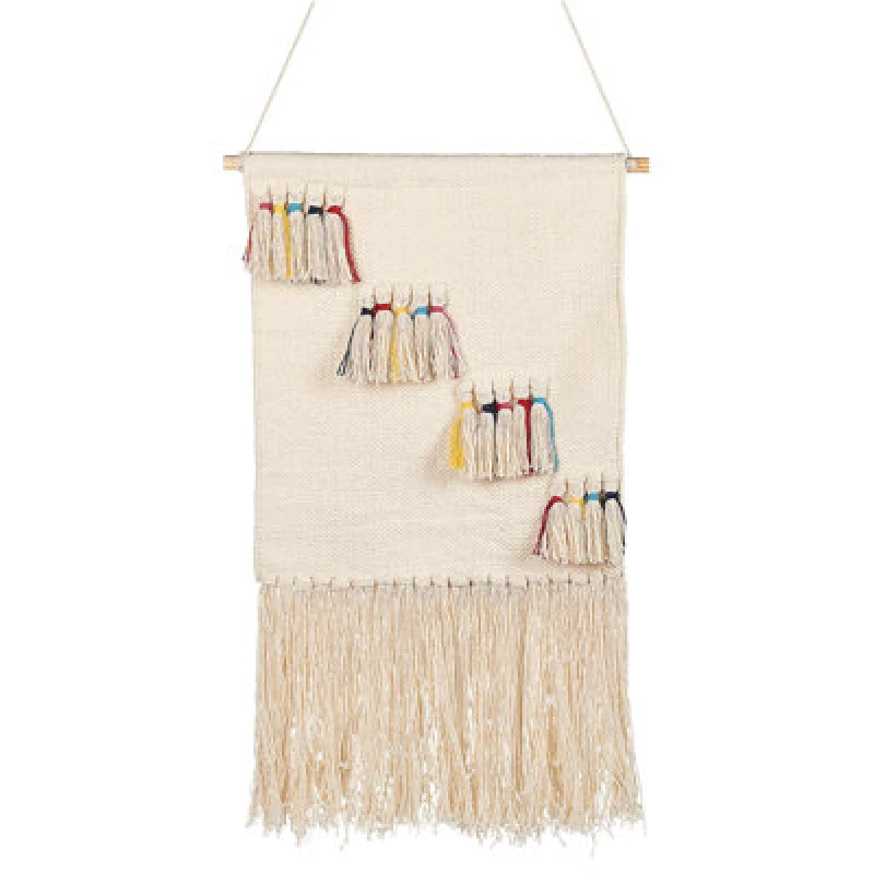 Image of Beliani Fabric Wall Hanging Burewala Cotton 108cm Beige