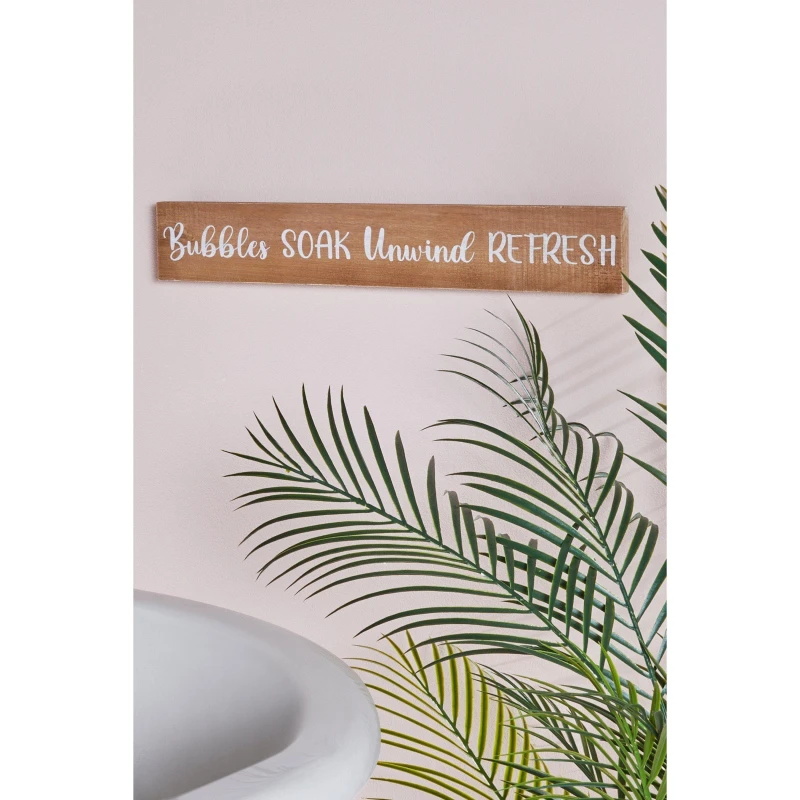 Image of Homelife Wooden Slogan Bathroom Bar Plaque - Brown Brown One Size